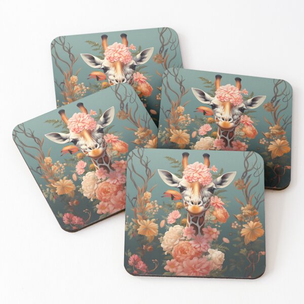 Item preview, Colourful beautiful floral giraffe designed and sold by Justsweetdesign.