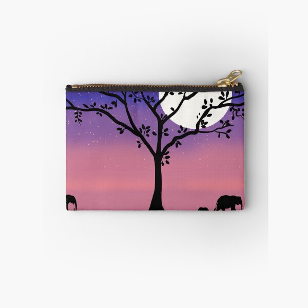 Artikelvorschau, rosa Sonnenuntergang Elefanten, Tierwandkunstwerk, Babyelefant, sternenklare Nacht abstraktes Kupferkunstwerk entworfen und verkauft von wrightsonarts.