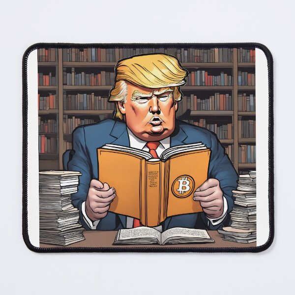 Item preview, Donald Trump Reading a Book About Bitcoin designed and sold by RyanSpencerShop.