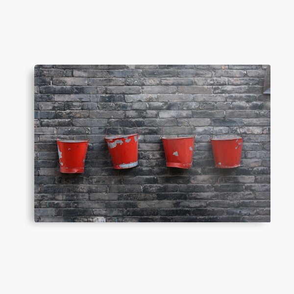 Red on Grey Metal Print