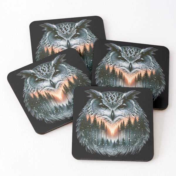 Item preview, Owls silhouette in the forest with sunset designed and sold by DesignMT.