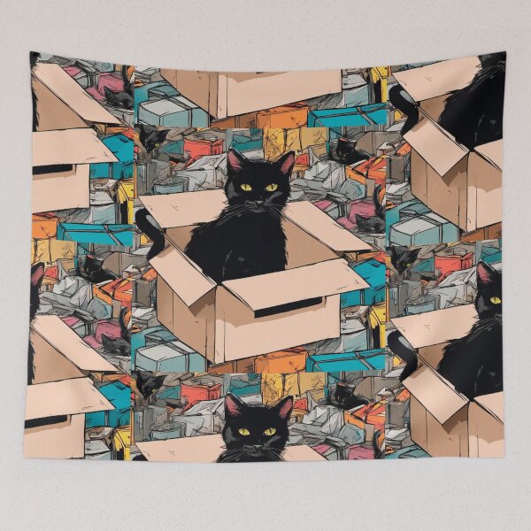 Item preview, cat box and cat litter box: Cat in box or Cardboard box designed and sold by The  Knick Knack Nook.