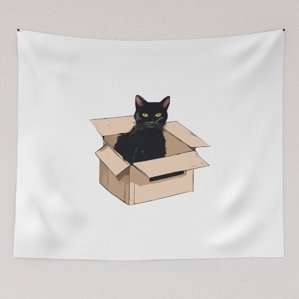 Item preview, Cat litter box and cat box sitting on cardboard box: Cat in box designed and sold by The  Knick Knack Nook.