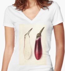 Vintage Painting of an Eggplant Women's Fitted V-Neck T-Shirt