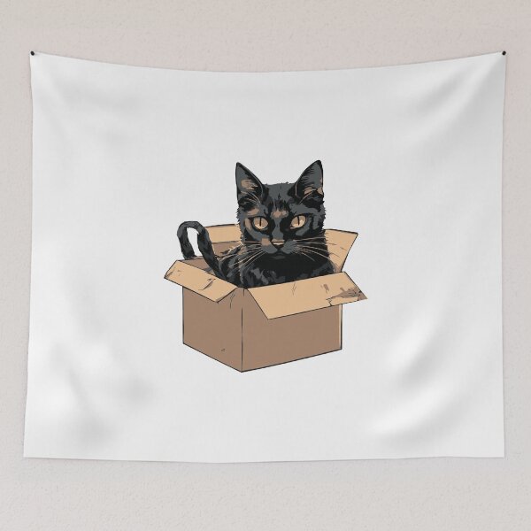Item preview, Cat litter box and cat box sitting on cardboard box: Cat in box designed and sold by The  Knick Knack Nook.