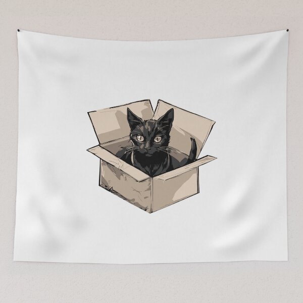 Item preview, cat box and cat litter box: Cat in box or Cardboard box designed and sold by The  Knick Knack Nook.