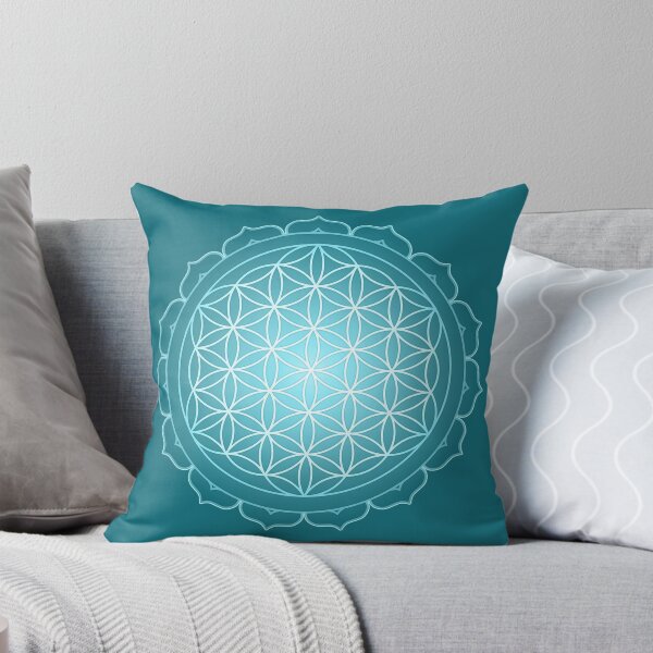 Artikelvorschau, Aqua Flower of Life Lotus Mandala: Heilige Symmetrie der kosmischen Harmonie entworfen und verkauft von LunarisPlexus.