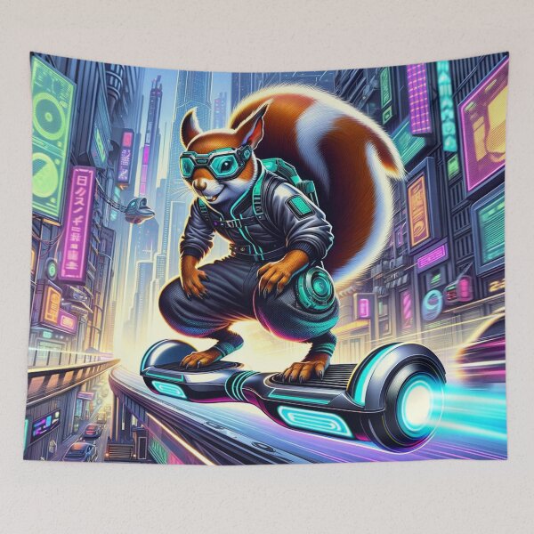 Item preview, Cyberpunk Hoverboarding Squirrel designed and sold by Zestpond.