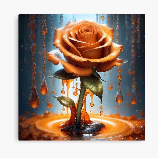 Vista previa del artículo con la obra «rosa naranja», diseñado y vendido por rhadooss.