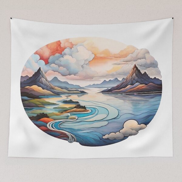 Item preview, Abstract Auras: Expressive Landscapes with Sun and Cloud Motifs (267) designed and sold by WASjourney.