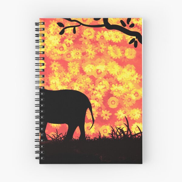 Item preview, animal artwork, elephants travelling by moonlight on a flower abstract background designed and sold by wrightsonarts.
