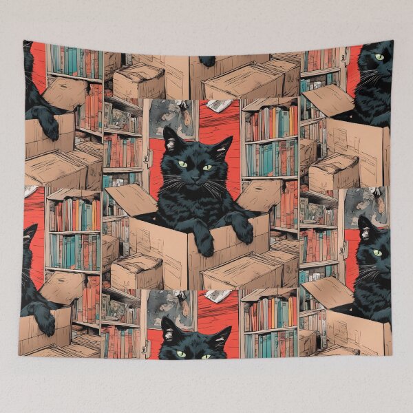 Item preview, Cat litter box and cat box sitting on cardboard box: Cat in box designed and sold by The  Knick Knack Nook.