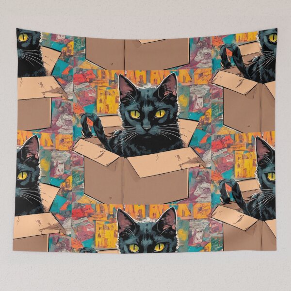 Item preview, cat box and cat litter box: Cat in box or Cardboard box designed and sold by The  Knick Knack Nook.