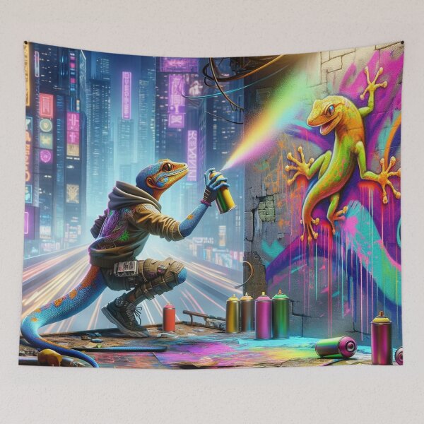 Item preview, Cyberpunk Gecko Spray Painting Graffiti  designed and sold by Zestpond.
