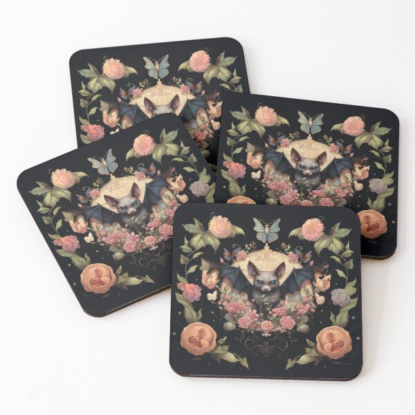 Item preview, Dark floral bat pattern designed and sold by Justsweetdesign.