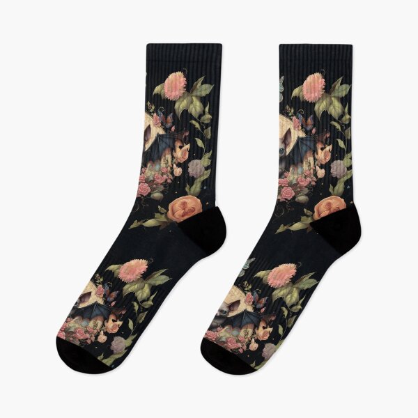 Item preview, Dark floral bat pattern designed and sold by Justsweetdesign.