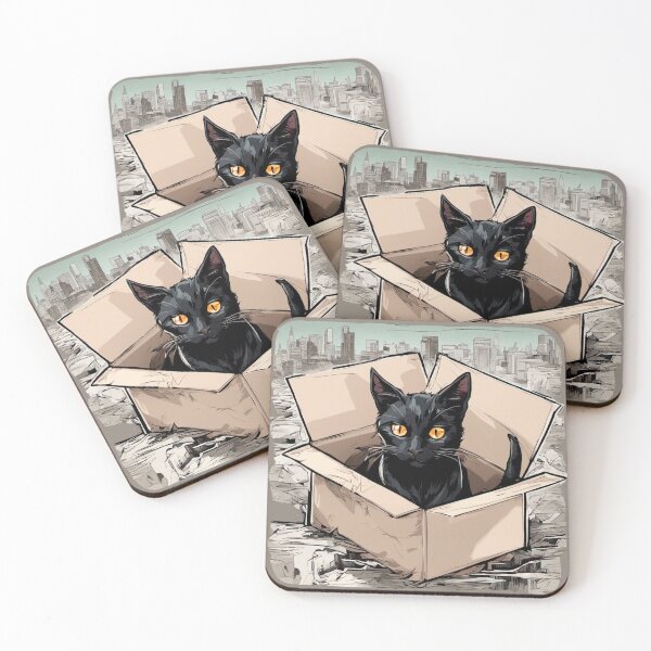 Item preview, Cat litter box and cat box sitting on cardboard box: Cat in box designed and sold by The  Knick Knack Nook.