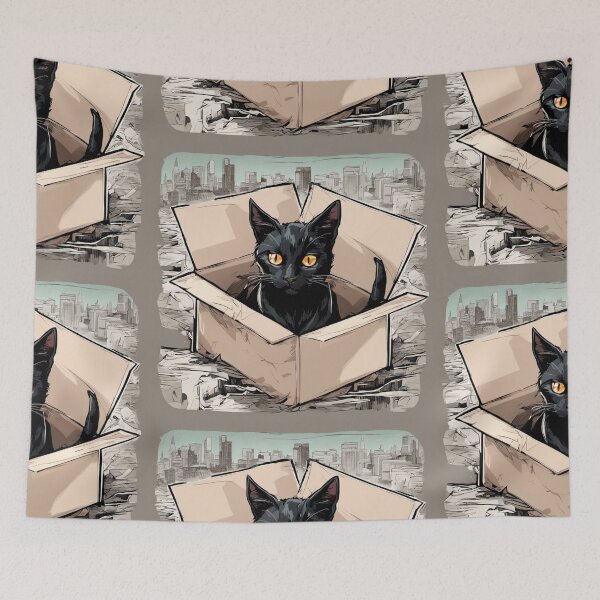 Item preview, Cat litter box and cat box sitting on cardboard box: Cat in box designed and sold by The  Knick Knack Nook.