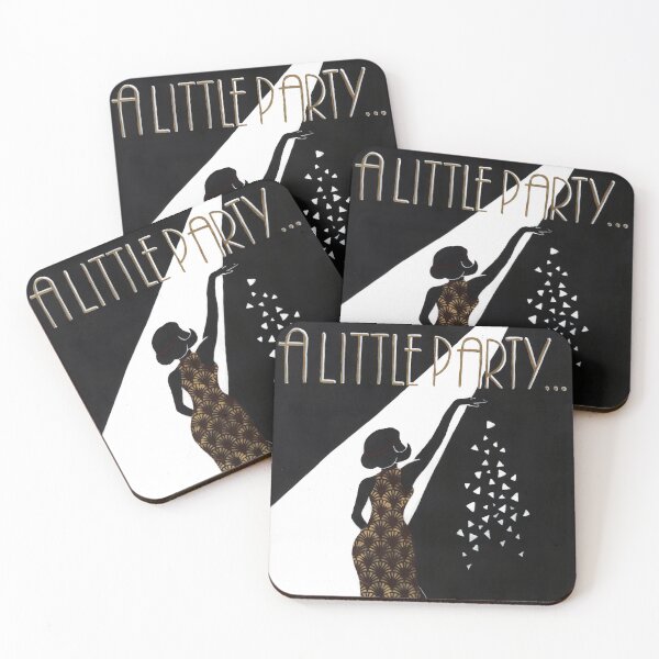 Item preview, A little party - 1920s woman dancing with gold - Art Deco in acrylic designed and sold by RebeccaFreese.