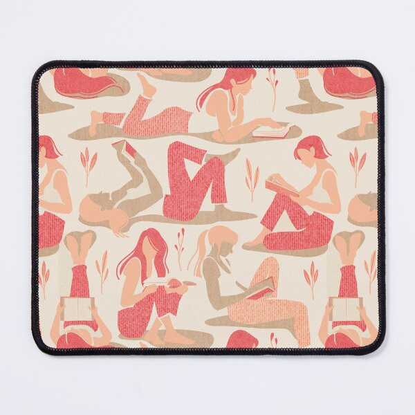 Item preview, Books are a girl's best friend // pristine beige background lovely happy women adopting many poses while reading featuring Peach Plethora palette and Peach Fuzz color of the year 2024 designed and sold by SelmaCardoso.