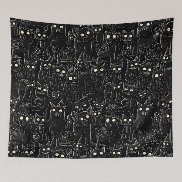Item preview, Mutated Zombie Cats pattern black and white designed and sold by Sp3ctrumOfColor.
