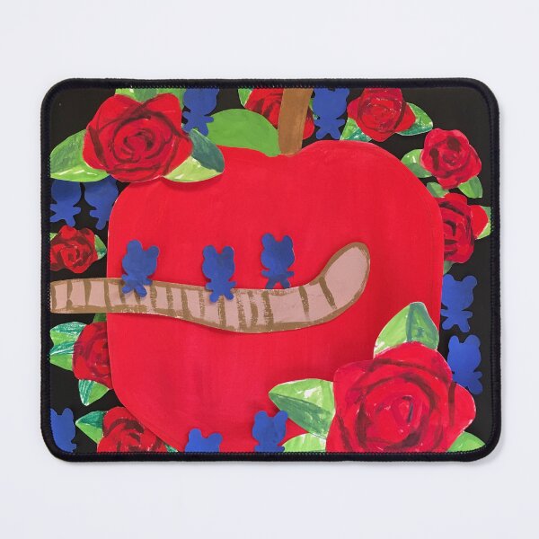 Item preview, Apple and rose cutout paper and painted illustration designed and sold by super_shimizu.