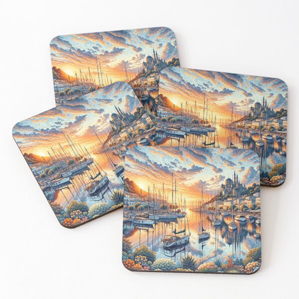 Item preview, Sailboats in the harbor in a city center sunset designed and sold by DesignMT.