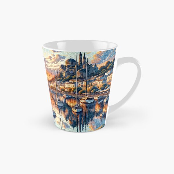 Item preview, Sailboats in the harbor in a city center sunset designed and sold by DesignMT.