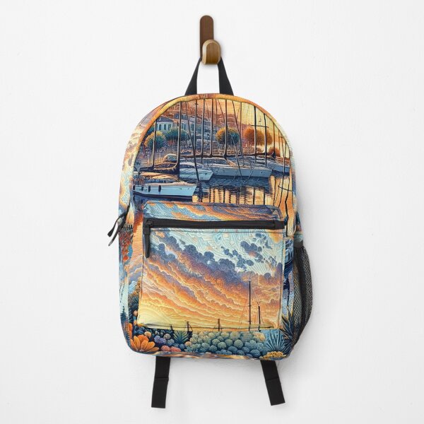 Item preview, Sailboats in the harbor in a city center sunset designed and sold by DesignMT.