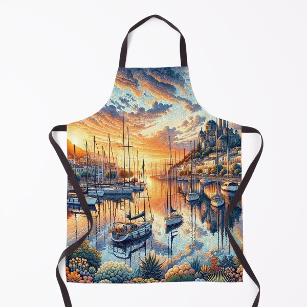 Item preview, Sailboats in the harbor in a city center sunset designed and sold by DesignMT.