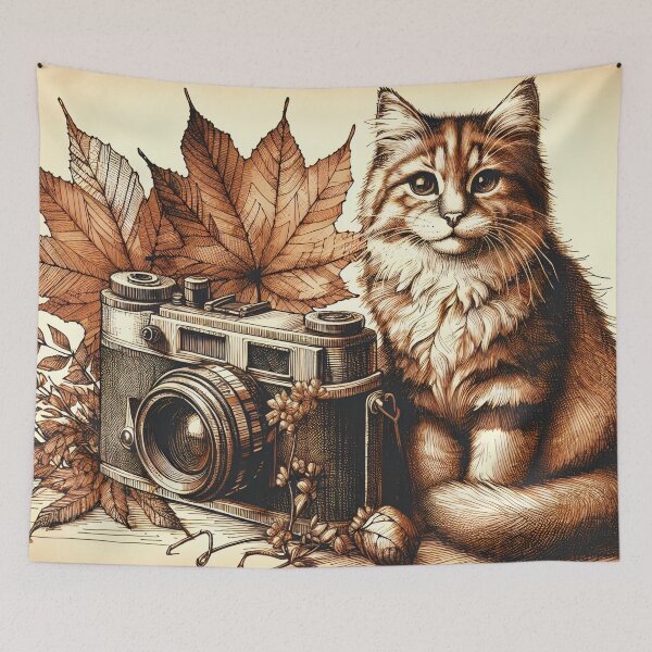 Item preview, Autumn Whiskers and Vintage Lenses designed and sold by PictorialWhimsy.
