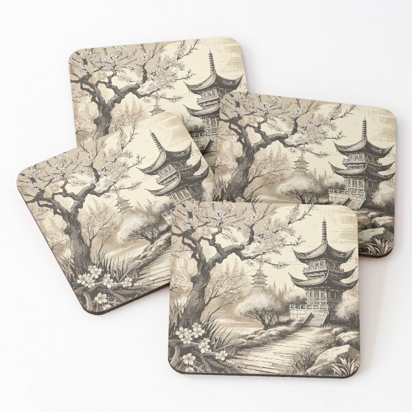 Item preview, Blossoming Serenity by the Ancient Pagoda designed and sold by PictorialWhimsy.