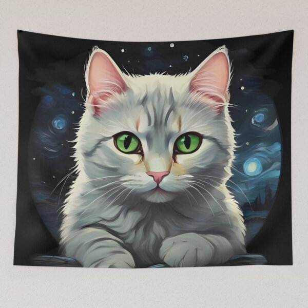 Item preview, starry night cat designed and sold by baspettersen.