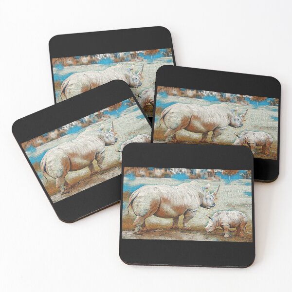 Item preview, Momma Rhino with Baby Rhino - Artistic Print designed and sold by TGAL2.
