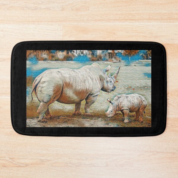 Item preview, Momma Rhino with Baby Rhino - Artistic Print designed and sold by TGAL2.