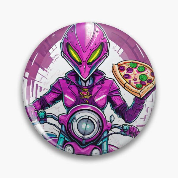 Item preview, Alien Pizza Delivery on a Motorcycle designed and sold by BADESIGNZZ.