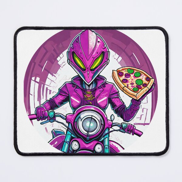 Item preview, Alien Pizza Delivery on a Motorcycle designed and sold by BADESIGNZZ.