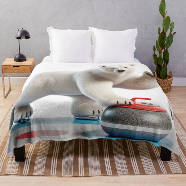 Item preview, Polar bear Steve plays curling designed and sold by Ingridpd.