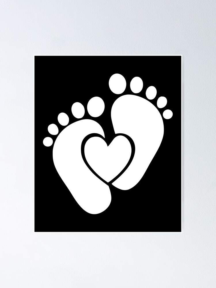 Baby Footprint White Color Heart: Newborn Baby Feet