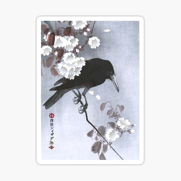 M-023 Crow & Cherry Blossom Sticker