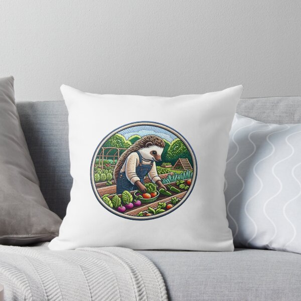 Item preview, Eco Hedgehog Gardener - Embroidery Style Illustration designed and sold by #Adulting Central.