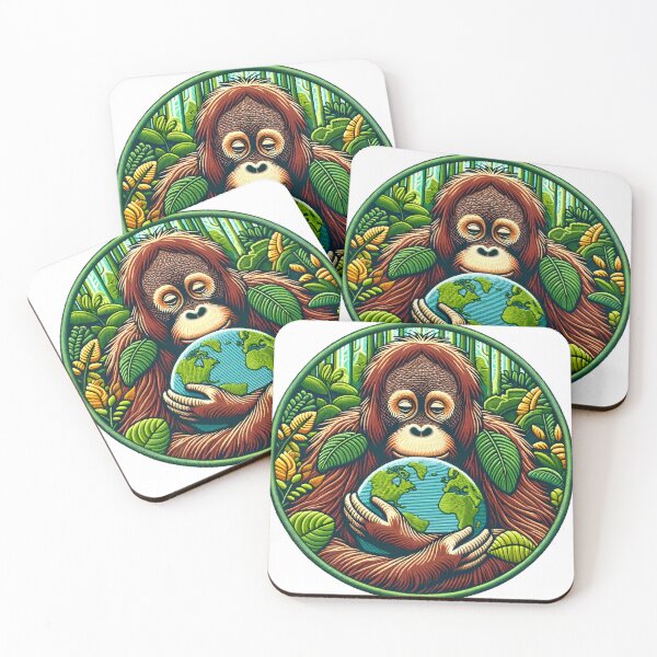 Item preview, Conservationist Sloth with Earth, Embroidery-Style Art designed and sold by #Adulting Central.