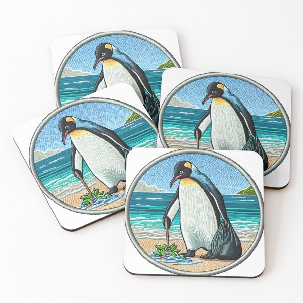 Item preview, Beach Cleanup Penguin, Embroidery-Style Ocean Advocate designed and sold by #Adulting Central.