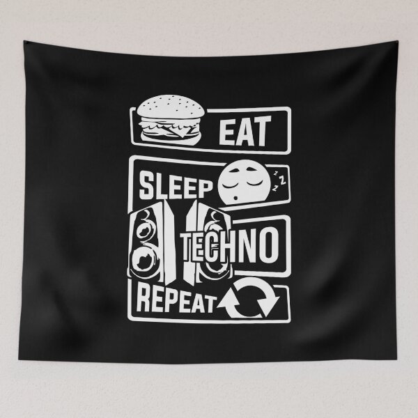 Item preview, Eat Sleep Techno Repeat - Party Electronic Music designed and sold by anziehend.