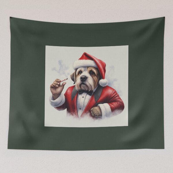 Item preview, Cute Christmas Dog Smoking and wearing suit for Dog Lover- Boss Dog- Santa Dog- Christmas Animals designed and sold by StarrArtDesign.