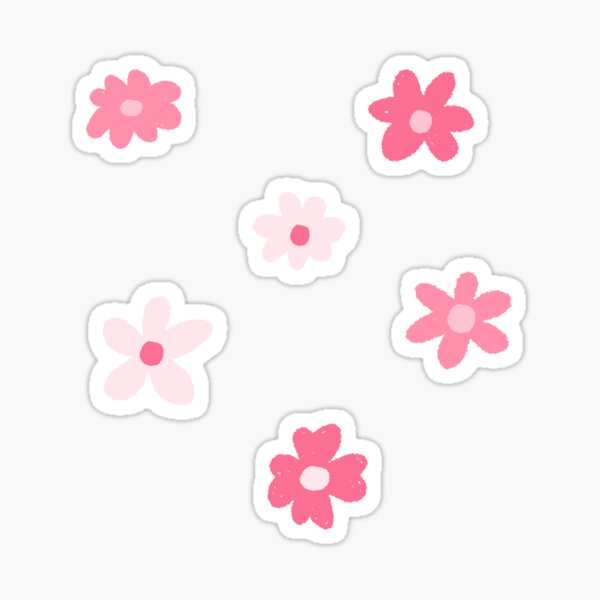 Item preview, pink flower sticker pack designed and sold by Hannah Rosen.