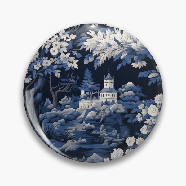 Item preview, Blue Toile De Jouy Cat in a Tree Print designed and sold by Deepestblue.