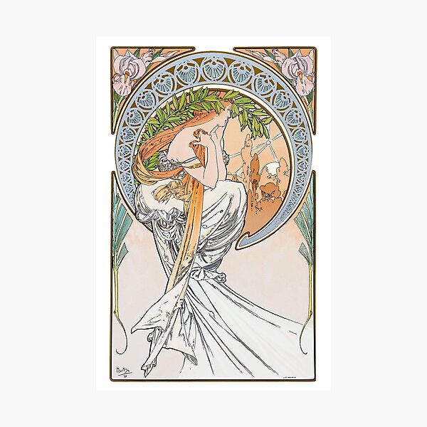 Aperçu de l'œuvre Les Arts - Poésie, par Alphonse Mucha. HAUTE DÉFINITION créée et vendue par MINDTHECHERRY.