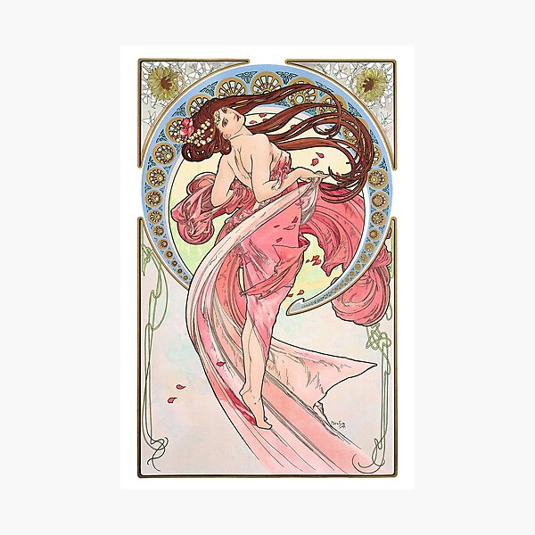 Aperçu de l'œuvre Les Arts - Danse, d'Alphonse Mucha. HAUTE DÉFINITION créée et vendue par MINDTHECHERRY.