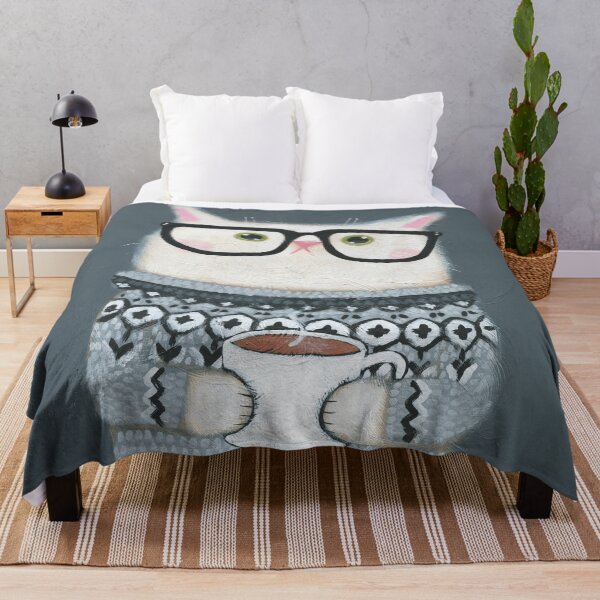Item preview, Hot Coffee Cat in Lopapeysa designed and sold by KilkennyCat Art.
